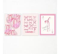 Enthusiasm Lot de 3 affiches en forme de nœud en cerises - Impressions esthétiques - Coquette rose tendance pour chambre de fille ou dortoir - Sans cadre (40 x 50 cm)
