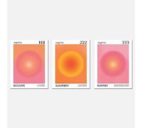 Enthusiasm Lot de 3 anges numérotés 111 222 333 Intuition Rose Orange Aura Energy Y2K Gradient Décoration murale pour chambre à coucher, dortoir, sans cadre (30 x 40 cm)