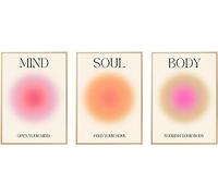 Enthusiasm Lot de 3 toiles colorées dégradées Aura Gradient Grainé Art mural Numéros Poster Aura Positive pour chambre Esthétique (40 x 60 cm)