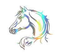 ENticerowts Autocollants décoratifs, Tête de cheval pour voiture et SUV, autocollants réfléchissants pour pare-brise, décoration compatible avec tous les véhicules multicolore