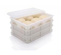 ENTIGO Boîte à boules de pizza avec couvercle - 40 x 30 x 7 cm - Passe au lave-vaisselle - Fabriquée en Italie - Boîte à levure pour réfrigérateur, pâte à pizza, boîte de fermentation empilable, bac à