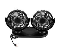 Entilaur Oiture Allume Cigare Ventilateur de voiture portable à double tête USB Ventilateur de refroidissement automatique 12V Noir