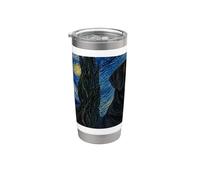 Entlebucher Mountain Dog Van Gogh Nuit étoilée Gobelet isotherme en acier inoxydable double paroi