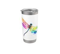 Entomologiste coloré libellule aquarelle amoureux des insectes Gobelet isotherme en acier inoxydable double paroi