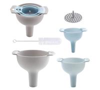Entonnoir 3 Pièces Avec Brosse - Kit 4 en 1 Multifonctionnel Avec Filtre - Ensemble d'Entonnoirs en Plastique Pour Cuisine