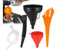 Entonnoir à essence à col long en plastique pour voiture | 3 entonnoirs avec bec amovible | Kit multifonction pour liquide, huile, liquide de refroidissement, tubes télescopiques flexibles, PP + PE