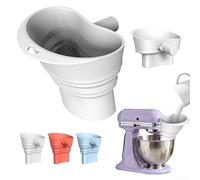 Entonnoir à farine pour batteurs sur socle KSM150 en silicone résistant à la chaleur avec profil pliable et design réduisant les déversements (blanc)