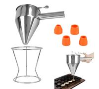 Entonnoir a Piston 1.2L Entonnoir de Cuisson en Acier Inoxydable Distributeur de Pâte à Crêpes Verseur de Pate Entonnoir à Pâtisserie Entonnoir Doseur Cuisine avec Support et 4 Buses de Remplacement