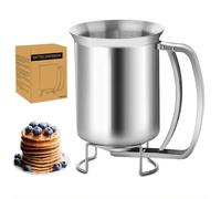 Entonnoir a Piston, MKNZOME Entonnoir Cuisine 680ml Piston Patisserie Distributeur de Pate en Acier Inoxydable avec Support pour Takoyaki Cupcakes Crêpes Gaufres Gâteaux et Desserts