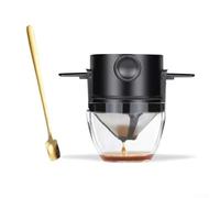 Entonnoir de filtre à café en acier inoxydable pour systèmes de brassage manuel compatible avec les machines à café Kalita Wave et Melitta Style - Pas besoin de filtres jetables (noir)