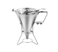Entonnoir distributeur de pâte en acier inoxydable avec poignée à ressort et plusieurs options de buse pour crêpes et desserts