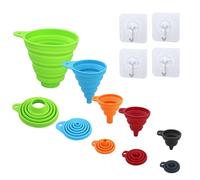 Entonnoir pliable, 4 tailles, entonnoir de cuisine, entonnoir en silicone pour transfert de bière, liquide (S/M/L/XL) avec 5 crochets
