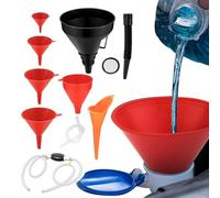 Entonnoir pour fluide de transmission, entonnoirs automobiles - Kit d'entonnoir d'huile d'entonnoir flexible avec buse et filtre amovibles - Entonnoir à bouche large avec pompe à siphon manuel pour