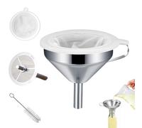 Entonnoirs de cuisine en acier inoxydable de 13 cm avec poignée, 200 mailles amovibles et filtre en acier inoxydable, brosse de nettoyage pour filtre liquide, huiles, poudre, jus, confiture