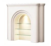 Entourage des manteaux Armoire de cheminée décorative avec éclairage LED et étagères, rangement arqué moderne Décoration d'intérieur(Blanc,Petit)