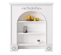 Entourage des manteaux Étagère de cheminée blanche vintage française, armoire décorative rangement ouverte à 3 niveaux Décoration d'intérieur(Grand)