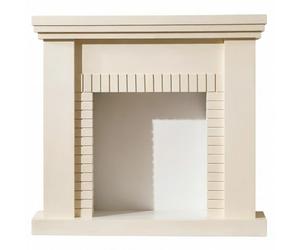 Entourage du manteau de cheminée Entourage de manteau cheminée en chêne massif avec armoire foyer décorative à motif brique(Blanc)