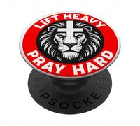 Entraînement Physique Lift Heavy Pray Hard Christian Lion Cross PopSockets PopGrip Adhésif