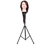 Entraînement Réglable Mannequin Trépied Stand Supporte Sac de Transport pour Conception de Cheveux Coupure de Coiffeur de Coiffeuse Stagiaires en Métal Noir