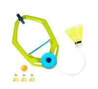 Entraîneur de badminton à un joueur, entraîneurs d'entraînement de badminton, entraîneur de réglable avec corde, 1 balle de tennis de table, 3 balles de badminton, jeu de porte portable pour