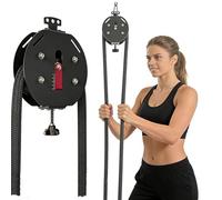 Entraîneur de corde sans fin, système de traction par câble avec résistance réglable, dispositif d'escalade de corde portable for salle de gym à domicile, entraîneur abdominal et dorsal(Red)