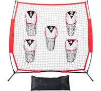 Entraîneur de football - Filet de lancer 186,5 x 108,3 x 190 cm - Filet cible d'entraînement avec 5 poches - Filet sans noeud - Cadre d'arc et sac de transport inclus - Améliore la précision des lance