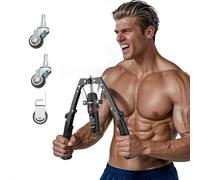 Entraîneur de poitrine et de bras, 2026 multifonction et réglable pour bras hydraulique, barre de torsion abdominale, presse de poitrine, 10 à 200 kg, roue abdominale 3 en 1 pour homme (rouge)