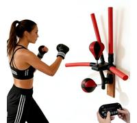 Entraîneur de vitesse électrique intelligent, barre de boxe réflexe murale avec 2 sacs de vitesse et 4 bras de réaction, 2 modes d'entraînement, hauteur et vitesse réglables pour entraînement à la