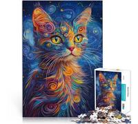 Entraînez Votre Cerveau et Vos Mains Chat Kintsugi Abstrait Puzzles 2000 pièces pour Adolescents 70x100cm Décoration Parfaite