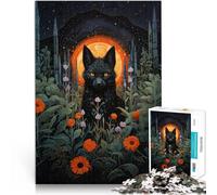 Entraînez Votre Cerveau et Vos Mains Chat Noir dans Un Champ de Fleurs Puzzle pour Adolescents 1000 pièces 26x38cm Œuvre d'art pour Les Personnes de 14 Ans et Plus