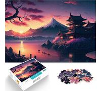 Entraînez Votre Cerveau et Vos Mains Coucher de Soleil sur Un château Japonais Puzzle Adulte 1000 pièces 26x38cm Jeu de défi Unique Convient aux 14 Ans et Plus