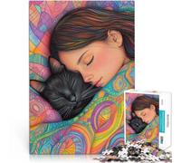 Entraînez Votre Cerveau et Vos Mains Petite Sieste avec Un Chat Mignon Puzzle 1000 pièces pour Adultes 50x75cm Super Cadeau Convient aux Personnes de Plus de 14 Ans