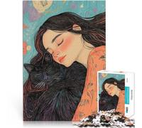 Entraînez Votre Cerveau et Vos Mains Petite Sieste avec Un Chat Mignon Puzzle Adulte 1000 pièces 38x52cm décoration Murale Convient aux Personnes de Plus de 14 Ans