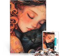 Entraînez Votre Cerveau et Vos Mains Petite Sieste avec Un Chat Mignon Puzzle pour Adolescents 1000 pièces 26x38cm Cadeau Amusant Convient aux Personnes de Plus de 14 Ans