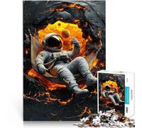 Entraînez Votre Cerveau et Vos Mains Un Astronaute se détend dans la Lave Puzzle pour Adolescents 1000 pièces 50x75cm Super Cadeau pour Les Personnes de 14 Ans et Plus