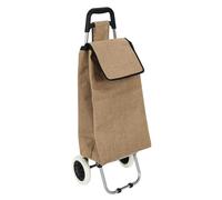 ENTRE TEMPS - SH0012 Chariot de Courses 2 Roues en Jute, Rangement Optimisé avec Poche Intégrée, Hauteur Ergonomique de 95 cm, Déplacement Aisé sur Différentes Surfaces