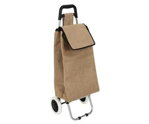 ENTRE TEMPS - SH0012 Chariot de Courses 2 Roues en Jute, Rangement Optimisé avec Poche Intégrée, Hauteur Ergonomique de 95 cm, Déplacement Aisé sur Différentes Surfaces