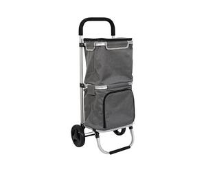 ENTRE TEMPS - Sh8541 - Chariot Aluminium Léger avec 2 Compartiments pour Courses - Idéal pour Conserver Vos Aliments au Frais - Roues Robustes - Poignée Ergonomique - Gris - Taille M