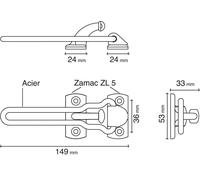 Socona Entrebaîlleur de sécurité CLASSIC allongé O2AL pour porte 200 m couleur dorée