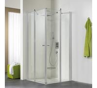 Entrée d'angle HSK Exklusiv avec 2 portes battantes, en 4 parties, dimensions : 80 x 80 x 200 cm, 425014-41-50edelglas, Cabines de douche: Aspect chromé : ESG clair avec verre précieux