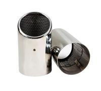 Entrée Embouts D'éChappement Pour VW Pour PASSAT 2 Pièces/ensemble 7.6 Cm/2.99 Pouces Embouts De Silencieux D'échappement En Acier Inoxydable Réglage De Voiture(Silver-9.5cm)