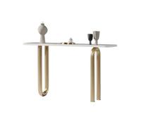 Entrée Table d'entrée moderne avec plateau en faux marbre, base en métal et capteur lumineux intégré | Table console for espaces étroits | Table de canapé for la décoration du salon Présentation(Gold,