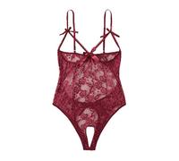 Entrejambe Body lâche Body Costume Femme Dentelle Creuse Nœud Tedy Entrejambe ouvert, rouge, M