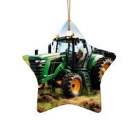 Entreprise Tracteur Ferme Imprimer Accessoires festifs Ornement Céramique Pendentif en Forme de Cœur Étoile pour Décoration de Noël