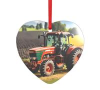Entreprise Tracteurs agricoles Imprimés Cœur Rond Acrylique Accessoires festifs Ornement pour Noël Multi Scène Décorations Cadeaux