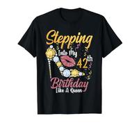 Entrer dans Mon 42e Anniversaire comme Une Reine Heureuse pour Moi T-Shirt Graphique avec Valeur, Homme, Noir, M
