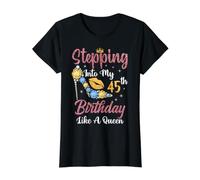 Entrer dans Mon 45e Anniversaire comme Une Reine Heureuse pour Moi T-Shirt Graphique avec Valeur, Femme, Noir, M
