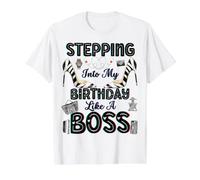 Entrer dans Mon Anniversaire comme Un Patron Chaussures Hautes Sexy pour Femmes T-Shirt Graphique avec Valeur, Homme, Blanc, M