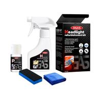 Entretien du plastique de voiture,Headlight Restoration Kit Spray,Kit Entretien Liquide RéParation,Renovateur Phare Voiture,roduit pour le polissage des phares de tous types de véhicules(180 ml+10 ml)