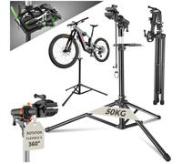 Entretien vélo - TECTAKE - Support de réparation vélo TRISTAN pivotant, réglable, porte-outils inclus, 138 x 120 x 117-180 cm - Noir